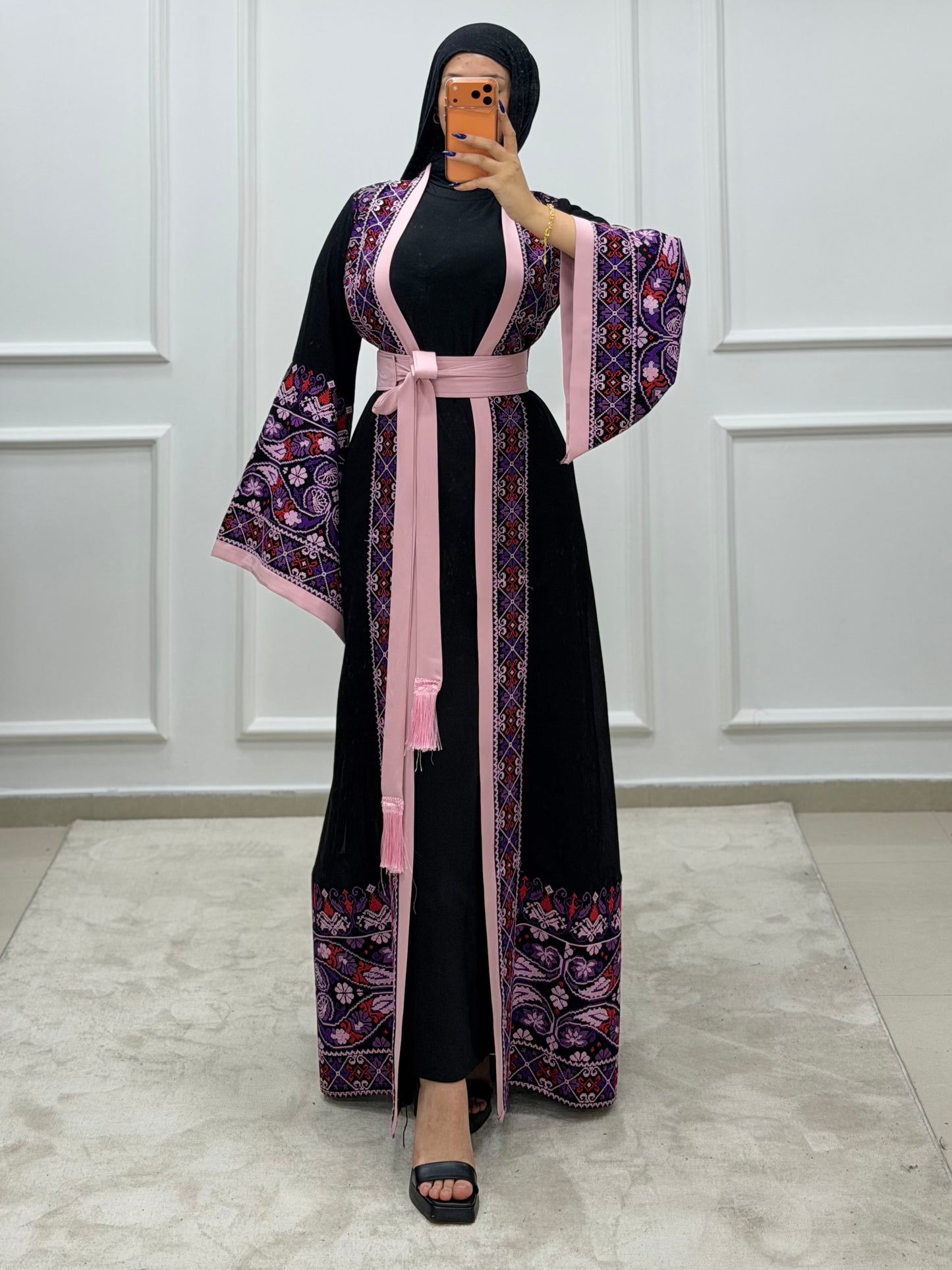 2026 Open Abaya Dress - Pink