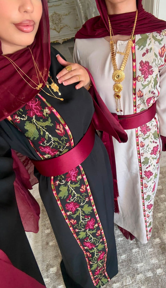 1) Royal Rose Embroidered Thoub (Black)