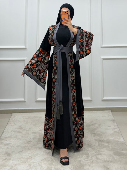 2026 Open Abaya Dress - Gray