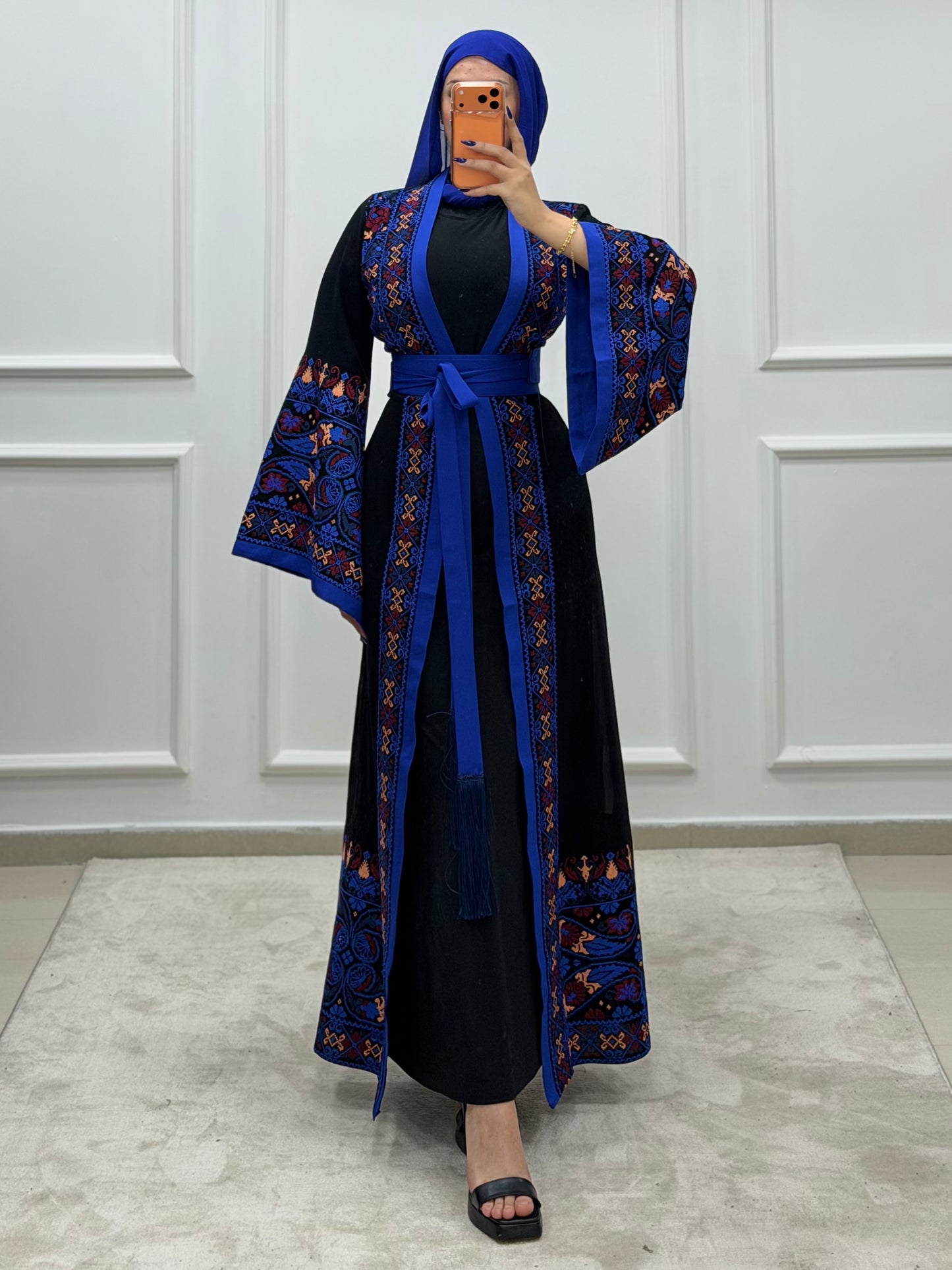 2026 Open Abaya Dress - Royal Blue