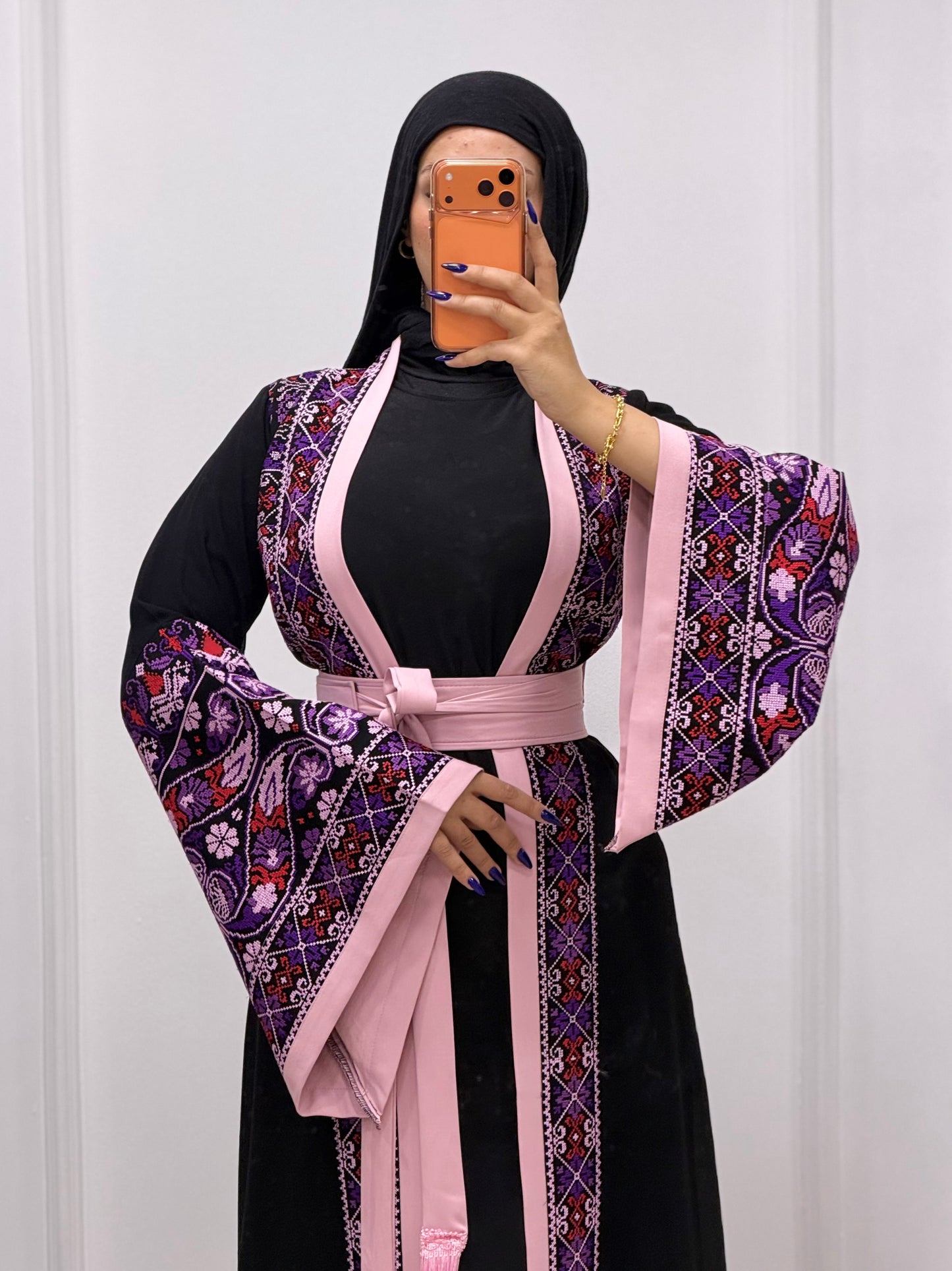 2026 Open Abaya Dress - Pink