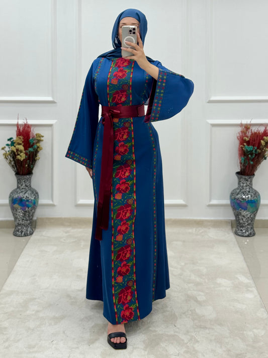 Blue Rose Bloom Embroidered Thoub💙