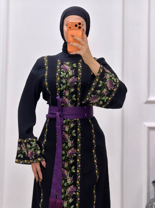 Purple Rose Bloom Embroidered Thoub💜